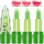 3 Packs Organic Aloe Vera Moisturizing Crystal Jelly Lipsticks, BEEXY Magic Long