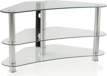 Mountright Universal 950 Clear Glass & Chrome Curved TV Stand for up to 42" TVs