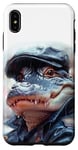 Coque pour iPhone XS Max Alligator amusant vêtu d'un chapeau et d'une veste en cuir