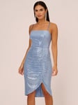 Aidan by Adrianna Papell Metallic Knit Ruched Dress, Air Force