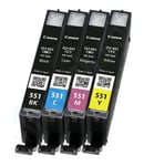Genuine Canon Multipack Ink Cartridges, CLI-551BK, CLI-551C, CLI-551M, CLI-551Y