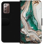 Samsung Galaxy Note20 Svart Plånboksfodral Grön / Guld marmor