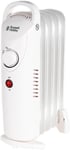 Russell Hobbs 650W Oil Filled Radiator, 5 Fin Portable Electric Heater - White, 