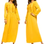 Elegant Women Slim Waist Bowknot Pleated Dress Yellow 2xl