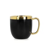 HOMLA Sinnes Tasse avec Décoration Dorée - Mug Design Élégant - Tasse à Café 0,28 l - Porcelaine Dorée - Peinte à la Main - Noir et Or