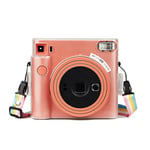 Jinshen Protective Case for Instax Square SQ1 Instant Camera, PVC Transparent Case with Adjustable Rainbow Strap