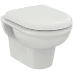 Ideal Standard R051101 Exacto Pack WC mural sans rebord (RimLS+) avec abattant WC Softclose (système d'abaissement automatique) Blanc