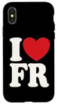 Coque pour iPhone X/XS J'aime FR I Heart FR Initiales Hearts Art F.R
