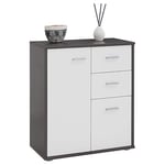 IDIMEX Buffet Salle à Manger Remy L 60 cm Coloris Gris et Blanc avec 2 Portes et 2 tiroirs bahut Bas Meuble de Rangement Style Moderne Commode vaisselier 60 x 70 x 30 cm