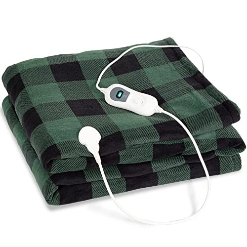 Couverture Chauffante électrique 130x180 Cm - Flanelle Double Face - 8 Niveaux De Température - Minuterie 12h - Protection Surchauffe - Lavable - Gris - 12
