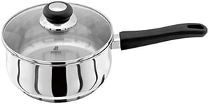 Judge Vista JJ07A Stainless Steel Large Saucepan 20cm 2.1L, Shatterproof Vented Glass Lid, Induction Ready, Oven Safe, 25 Year Guarantee