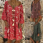 5xl Floral Printed Dress Large Beach Red 4xl