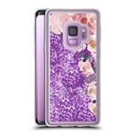 Head Case Designs Official Monika Strigel Rose My Garden Purple Clear Hybrid Liquid Glitter Compatible for Samsung Galaxy S9