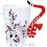 14 Ounce Sax Mug Musikaliska Noter Kaffe Mugg Keramisk Saxofon Musik Kopp Present till Vän Mugg Musik Not Kaffe(Röd)