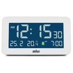 Braun Digital LCD Alarm Clock Date / Month / Temp Bedside Desk White BC10W