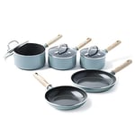 GreenPan, Mayflower Ceramic Non-Stick Cookware Set - 9 Pieces, Sky Blue