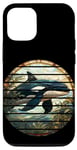 Coque pour iPhone 12/12 Pro Cercle rétro en verre teinté anime orque baleine orque, gardiens de zoo
