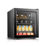 Small Wine Cabinet，Freestanding Single Zone Silent Refrigerator Glass Door and Thermostat System,Home/Bar