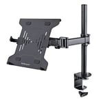 StarTech.com Laptop Desk Mount - Monitor and Laptop Mount - Displays up to 34in (8kg/17.6lb) & Laptops (4.5kg/9.9lb) - Articulating VESA Laptop Tray Arm - Clamp/Grommet Mount (A-LAPTOP-DESK-MOUNT)