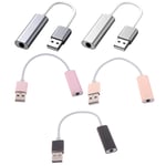 Usb To 3.5mm Stereo Jack Headset Audio Adapter External Sound Ca Silver