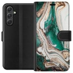 Samsung Galaxy A35 Svart Plånboksfodral Grön / Guld marmor