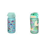 Ion8 Leak Proof Kids Water Bottle, BPA Free, Fish, 350ml (12oz) & Leak Proof Kids' Water Bottle, BPA, 400ml / 13oz, Llamas