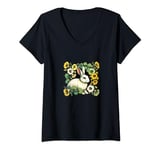 Womens Cute Retro White Bunny Rabbit V-Neck T-Shirt