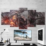 TOPRUN Wall art picture 5 pieces Modern Painting Prints on canvas The Witcher 3 Wild Hunt For Living Room Decoration Poster 150 x 80cm Frame
