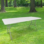Table Pliante 180 cm Rectangulaire Blanche - Table de Camping Pliante 6 / 8 personnes L180 x l74 x H74cm - Table pliante Exterieur en hdpe épais de