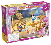 Lisciani - Disney Maxi Puzzle Princesse Blanche Neige - Puzzle 60 Pièces - Double Face - Verso A Colorier - Jeu Educatif - A partir de 4 ans