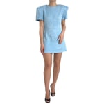 DOLCE & GABBANA Dress Light Blue Floral Jacquard Puff Sleeve Mini IT44/US10/L