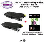 2 Toners compatibles TN3170 pour imprimante Brother HL 5240, 5240L, 5250, 5250DN, 5250DNLT, 5270 +20f A6 brillants - T3AZUR