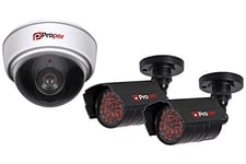 Properav Outdoor Indoor Fake Dummy Imitation Dummy CCTV Security Camera Kit – 3 Pack Black & White