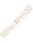 2,7 Meter Hvit og Rosegull "Happy 30th Birthday" Holografisk Banner