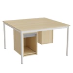 Sybord 136, 1200x1200 mm, höjd 720 mm, björklaminat, vitt stativ