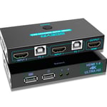 MONDODIGITALE-Brancher 2 Pc Sur 1 Ecran, Multiprise Hdmi Pour Tv, Kvm Displayport Switch, Prise Multiple Hdmi 4K, Commutateur Kvm Displayport, Double Hdmi Pc Double Ecran, Pour Xbox, Projecteurs, Dvd, Ps4