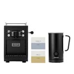 Sjöstrand Espresso Capsule Machine Black + Milk Frother Black + Coffee