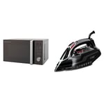 Russell Hobbs RHM2076S Compact Microwave, 800 W, 20 liters, Silver & Powersteam Ultra 3100 W Vertical Steam Iron 20630 - Black and Grey