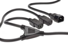 Power Cord splitter cable, C14 - 2x C13 M/F, 1.7m, H05VV-F3G  1.0qmm/0.75qmm, bl