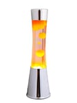 fisura. - Lampe à lave orange. Base chromée, liquide transparent et lave orange. Lampe d'ambiance originale. Avec ampoule de rechange. 11 cm x 11cm x 39,5 cm.