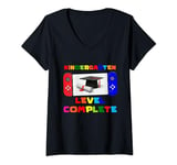 Womens Kindergarten Level Complete Graduate Gaming Boys Kids Gamer V-Neck T-Shirt