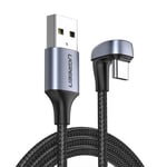 Ugreen Vinklad USB-A till USB-C Kabel 18W, 2m - Grå