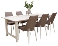 Venture Design Count & Leone matgrupp Vit/vit 6 st stolar & bord 220 x 100 cm