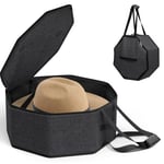Hattask för Resa och Förvaring, Vikbar Hattväska Cowboyhatt Organiserare för Garderob black