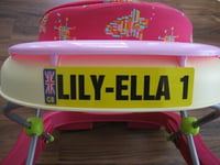 Multi Colour Personalised Number plate Stickers for Baby Walker & Push along toy