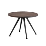 HAY - Pyramid Coffee Table 51 - Black Base - Smoked Oak - Ø60 x H44 cm - Träfärgad - Soffbord - Metall/Trä