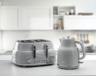 Daewoo Sienna 1.7L Rapid Boil Cordless Jug Kettle & 4 Slice Toaster Set Grey