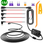 iiwey Dash Cam Hardwire Kit with Mini and Micro USB Plug, 4 Meter Dashboard Camera Car Charger Cable Kit 12V- 24V to 5V, Power Adapter with LP/Mini/ATO/Micro2 Fuse for Dash Cam