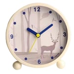 LA HAUTE 4" Round Silent Alarm Clock Non Ticking Bedside/Desk Alarm Clock Battery Powered Travel Clock with Nightlight (Z-Deer)