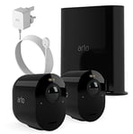Arlo Ultra 2 Outdoor Smart Home Security Camera CCTV System and FREE Outdoor Power Cable bundle, 2 Camera kit, black, With Free Trial of Arlo Secure Plan
